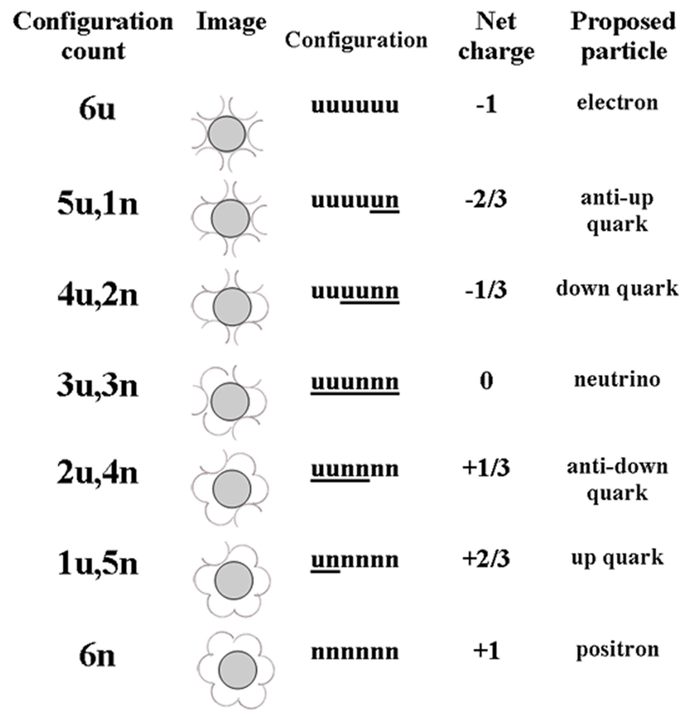 Table of elementary particles based on spin orientation